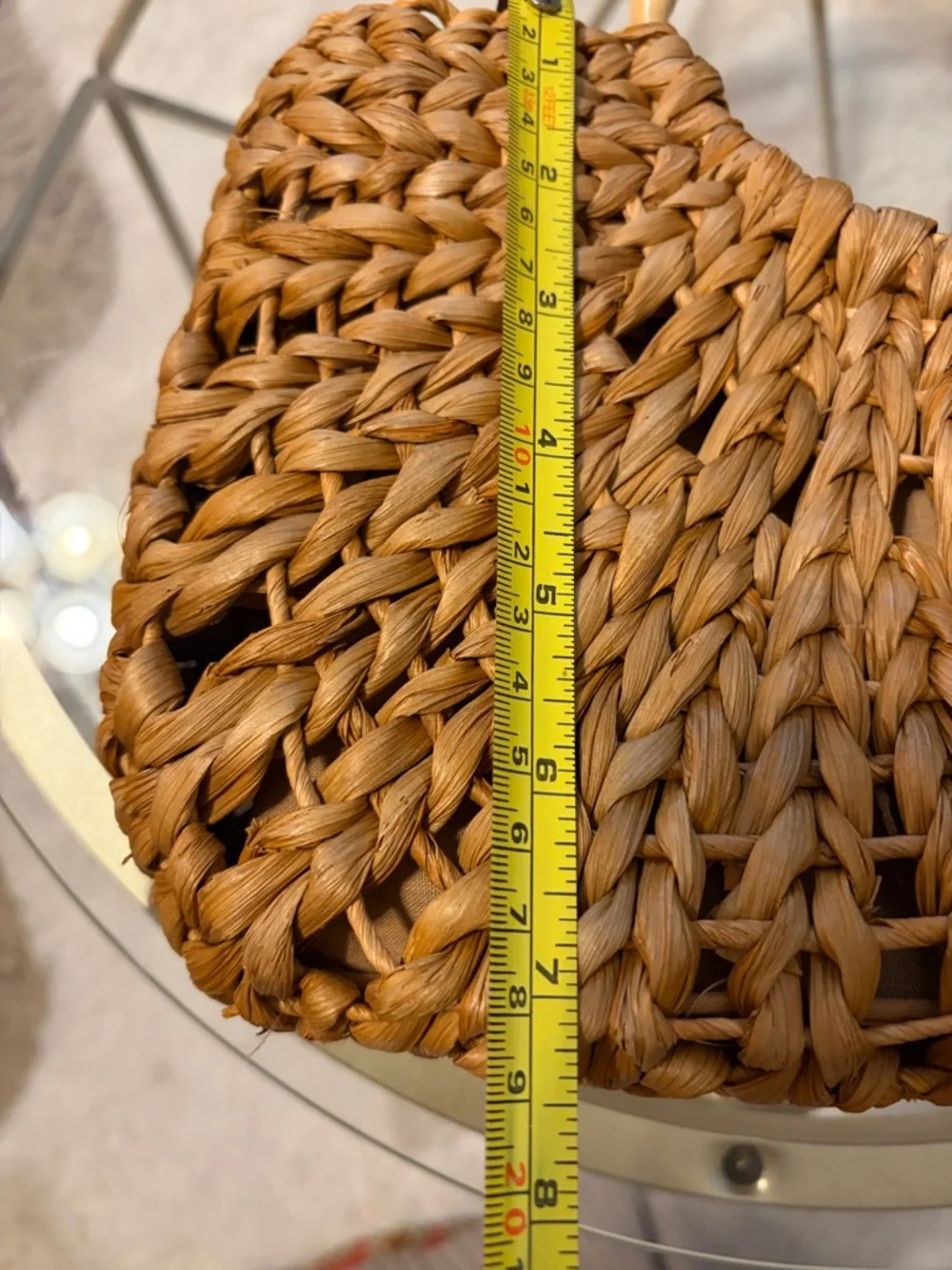 White Stag Woven Straw Tote in Natural Tan with Bamboo Handles - Picture 8 of 9